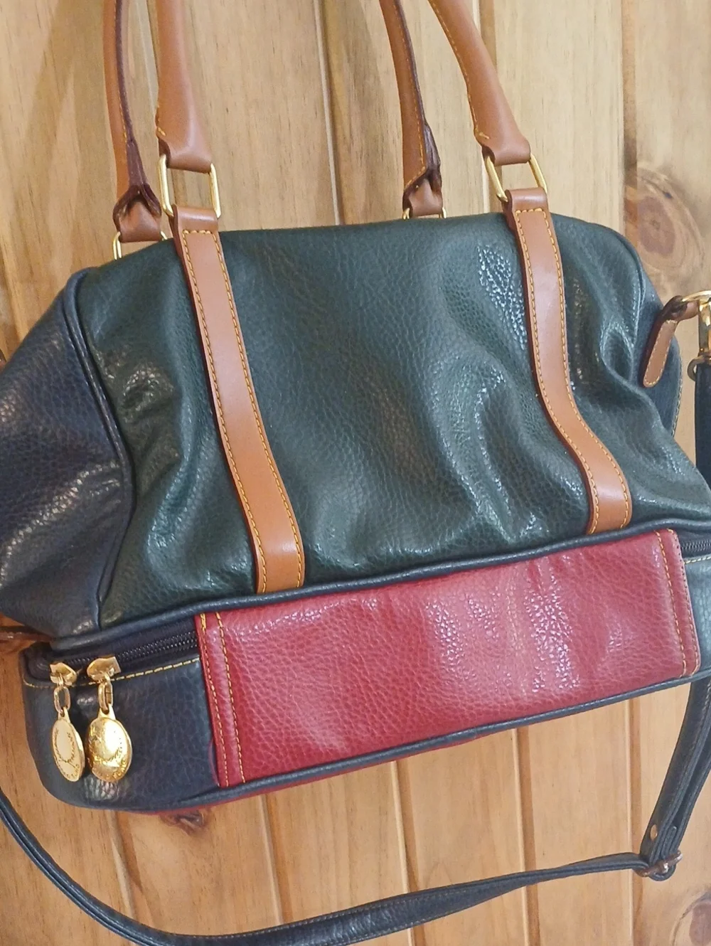 Vintage 90s Y2K Alfred Sung Colorblock Bowlers Bag Leather Purse